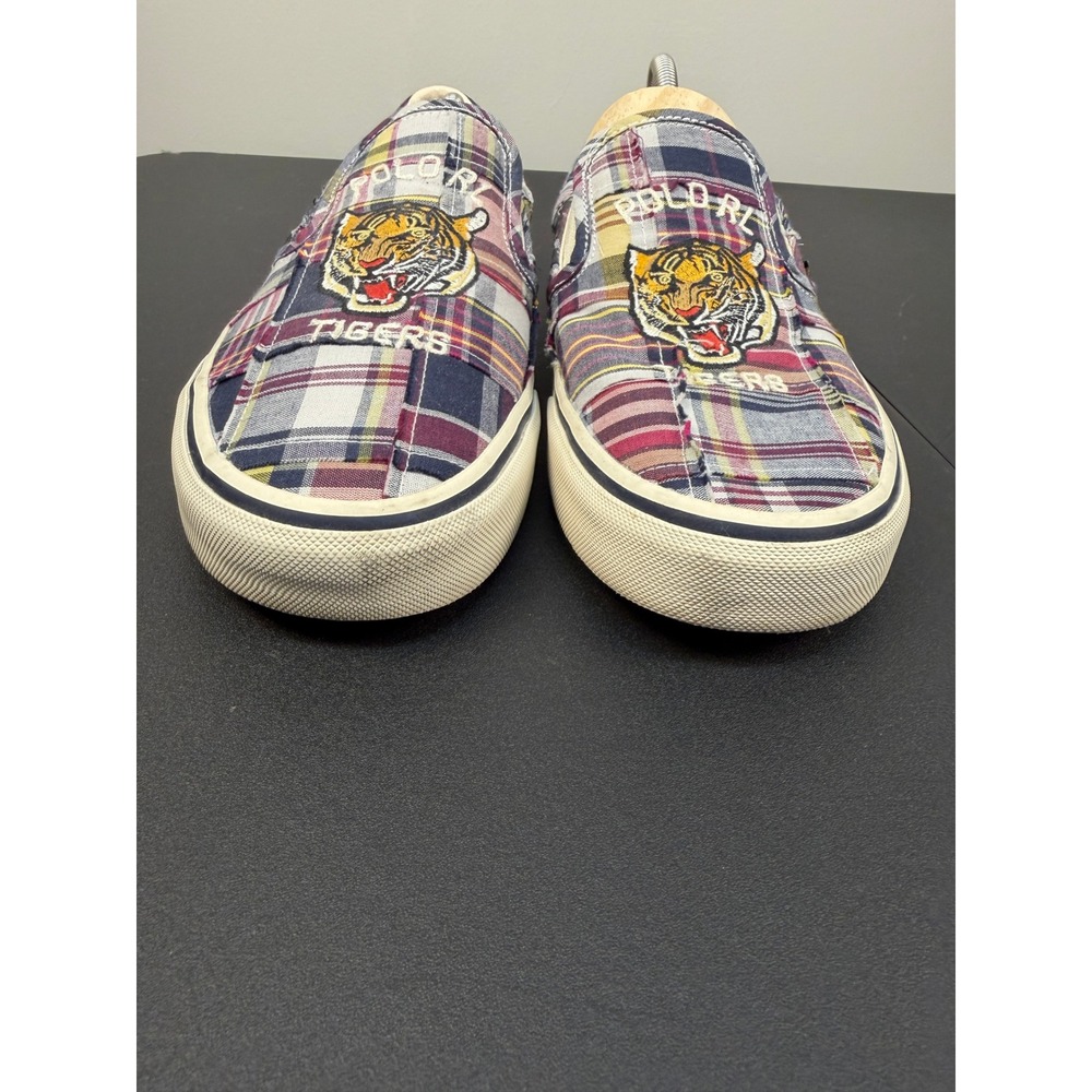 Polo Ralph Lauren Keaton Slip On Plaid Tiger Patchwork Shoes Mens Size 9 - Picture 3 of 13